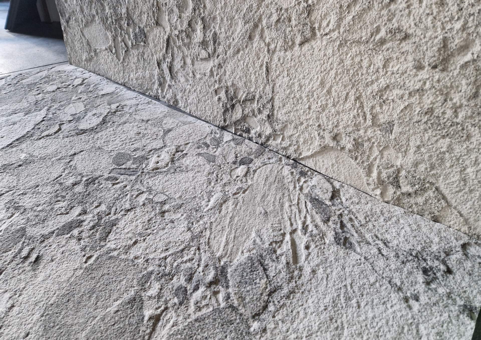 White Opal white marble stone cladding - cosmic veining pattern detail