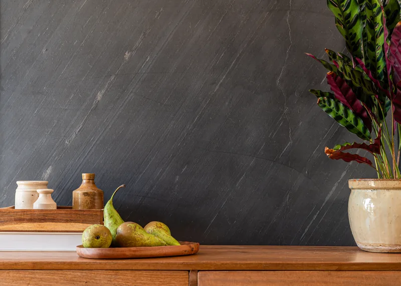 Black Pearl natural stone veneer panel, shown head-on