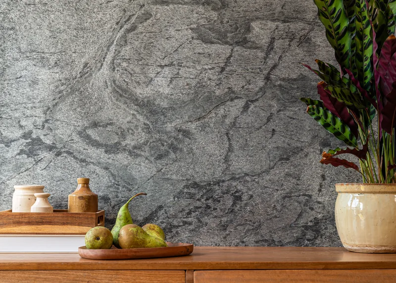 River Grey natural stone veneer panel, shown head-on