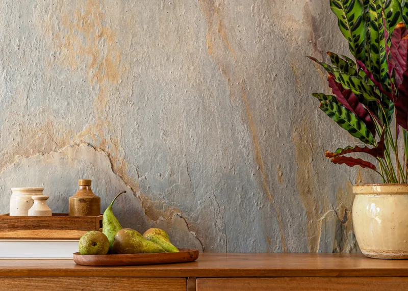 Soft Charcoal natural stone veneer panel, shown head-on