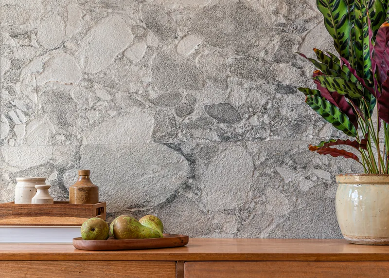 White Opal natural stone veneer panel, shown head-on